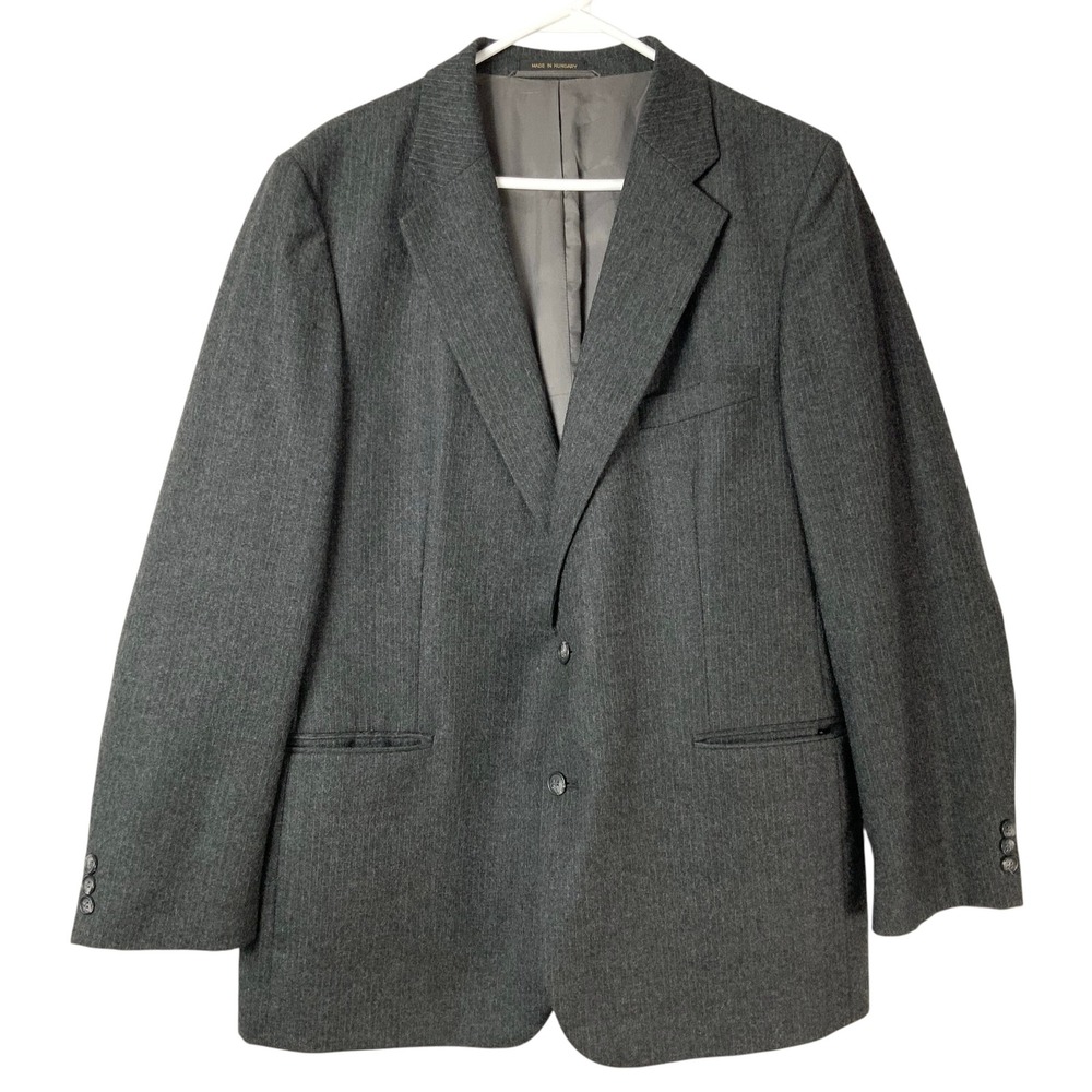Arnie Gray Pinstripe Blazer 44 2-Button Notch Lapel Long Sleeve Pure Wool